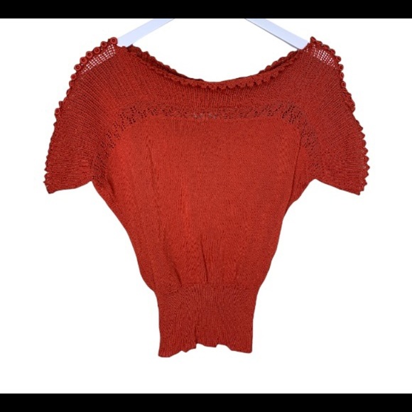 ANTHROPOLOGIE Yoana Baraschi Baubled Fan Sweater Rust Red/Burnt Orange Sz Small - Picture 3 of 16